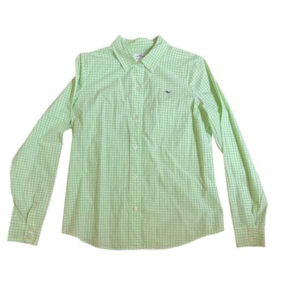 Vineyard Vines Mens M Lime Green Gingham L/S Button Down Shirt golf preppy whale - Picture 1 of 9